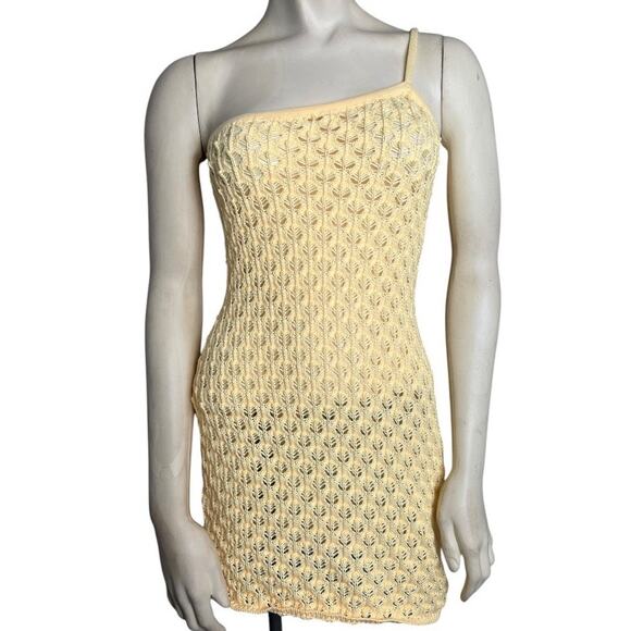 For Love & Lemons Charlotte One Shoulder Mini Dress Yellow Women's XXS Boho - Picture 1 of 9